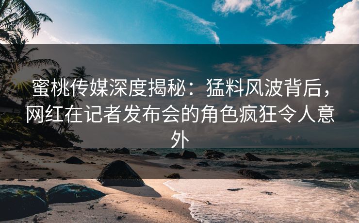 蜜桃传媒深度揭秘：猛料风波背后，网红在记者发布会的角色疯狂令人意外