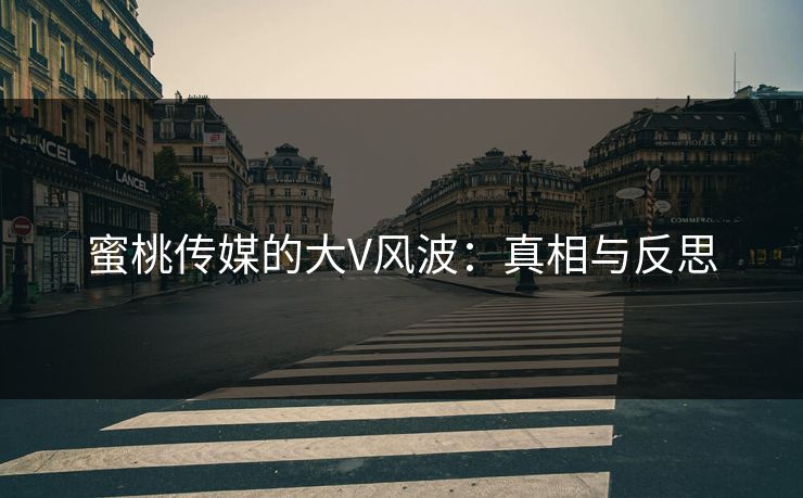 蜜桃传媒的大V风波：真相与反思