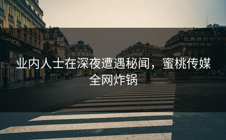 业内人士在深夜遭遇秘闻，蜜桃传媒全网炸锅