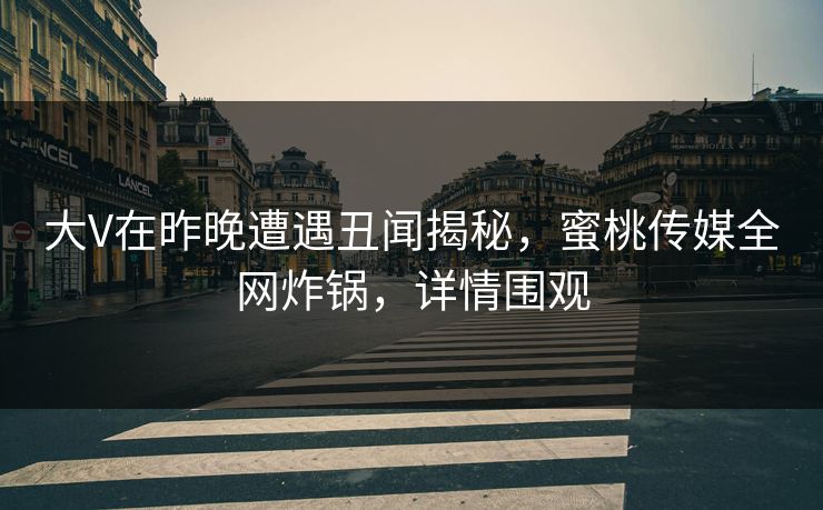 大V在昨晚遭遇丑闻揭秘，蜜桃传媒全网炸锅，详情围观