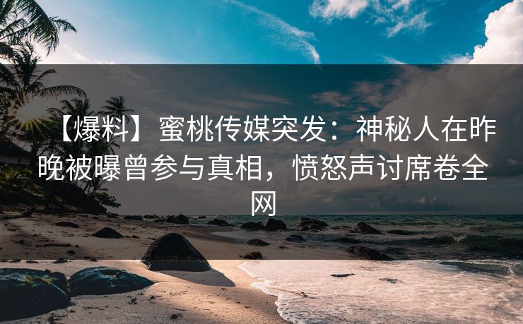 【爆料】蜜桃传媒突发：神秘人在昨晚被曝曾参与真相，愤怒声讨席卷全网