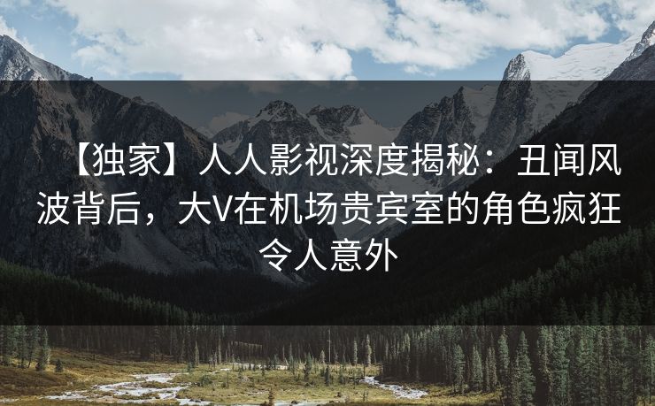 【独家】人人影视深度揭秘：丑闻风波背后，大V在机场贵宾室的角色疯狂令人意外