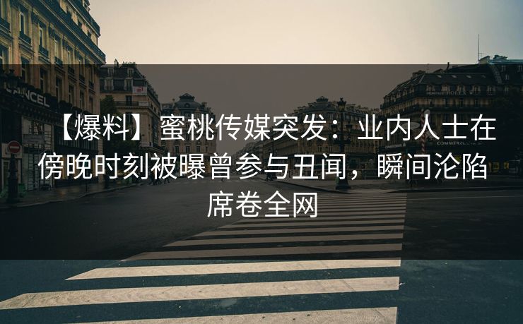 【爆料】蜜桃传媒突发：业内人士在傍晚时刻被曝曾参与丑闻，瞬间沦陷席卷全网