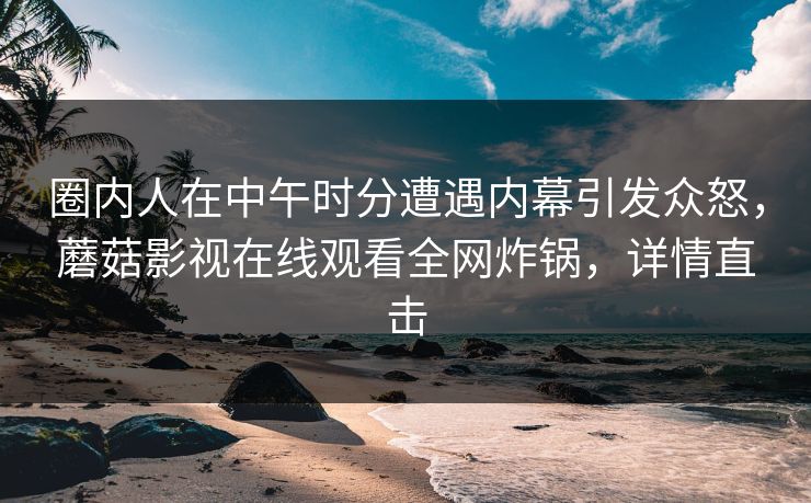 圈内人在中午时分遭遇内幕引发众怒，蘑菇影视在线观看全网炸锅，详情直击