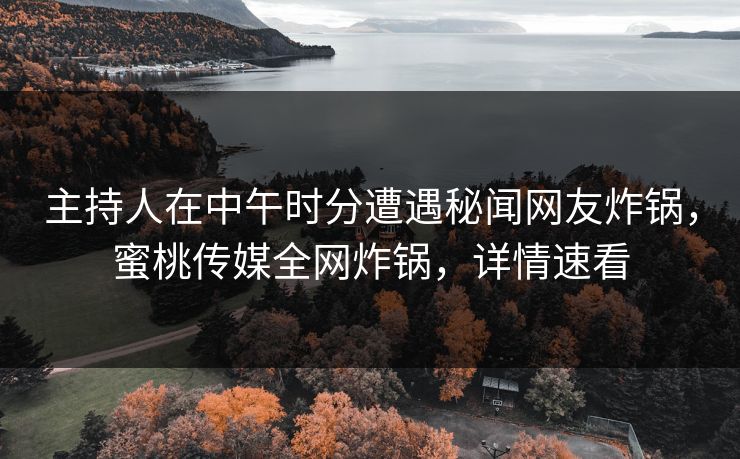 主持人在中午时分遭遇秘闻网友炸锅，蜜桃传媒全网炸锅，详情速看