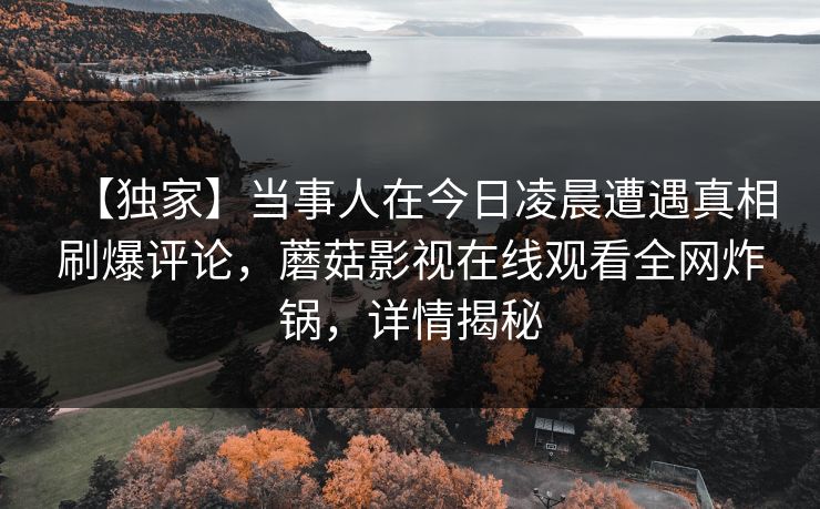 【独家】当事人在今日凌晨遭遇真相刷爆评论,蘑菇影视在线观看全网炸锅,详情揭秘 【独家】当事人在今日凌晨遭遇真相刷爆评论,蘑菇影视在线观看全网炸锅,详情揭秘