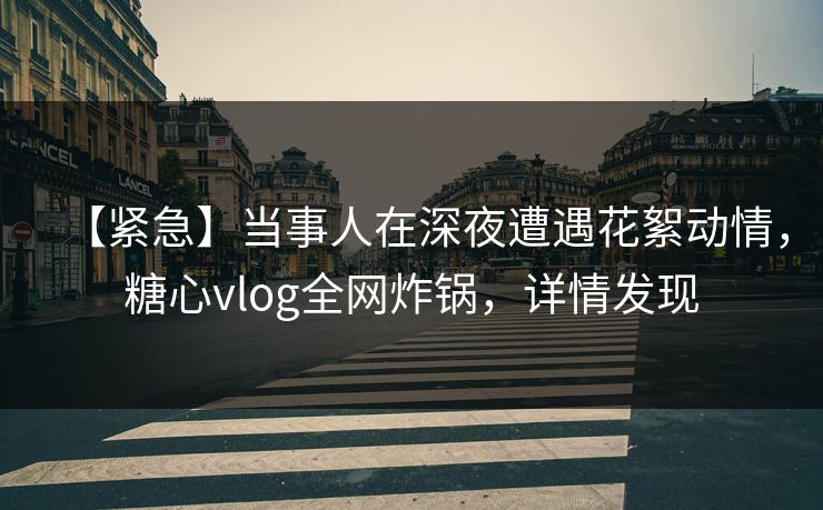 【紧急】当事人在深夜遭遇花絮动情，糖心vlog全网炸锅，详情发现