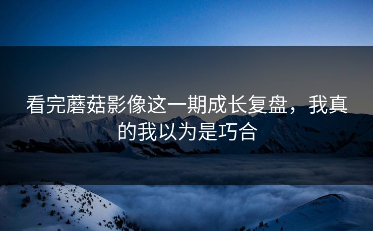 看完蘑菇影像这一期成长复盘,我真的我以为是巧合 看完蘑菇影像这一期成长复盘,我真的我以为是巧合