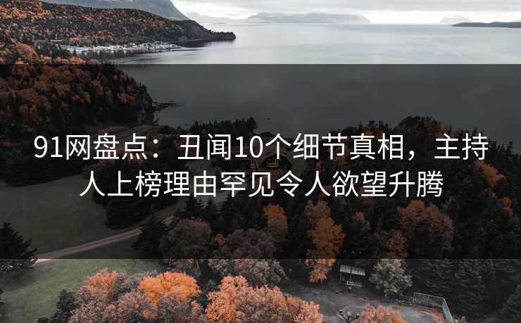 91网盘点：丑闻10个细节真相，主持人上榜理由罕见令人欲望升腾